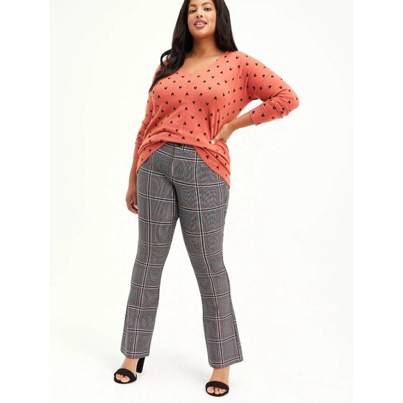 Torrid Bootcut Studio Luxe Ponte Mid-Rise Plaid Trouser Pant Size 20R - Picture 1 of 8